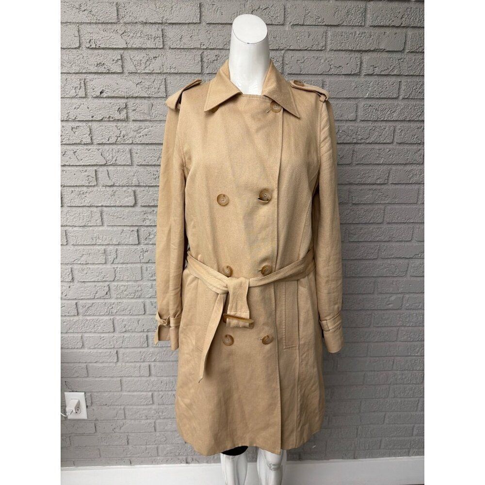 Jones New York Women’s Tan Double Breasted Trench Coat Size M - Picture 3 of 11